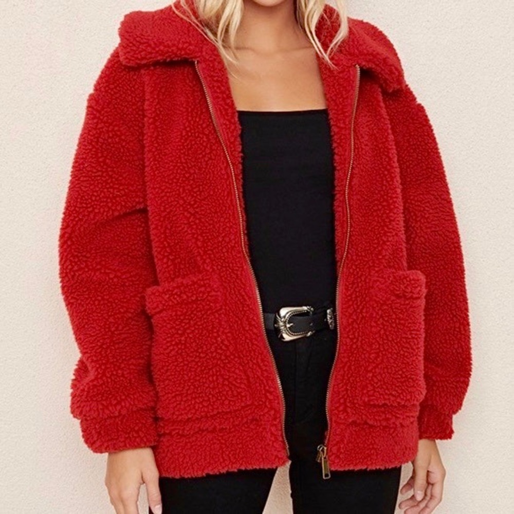 Red Teddy Bear Coat ❣️